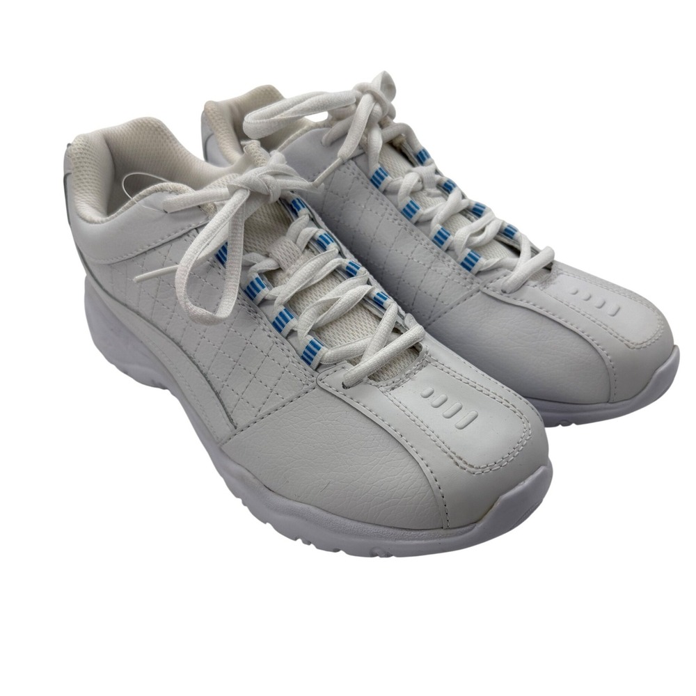 Cross Trekkers Womens Comfy White Blue Walking Sneakers Low Top Lace Up Size 9